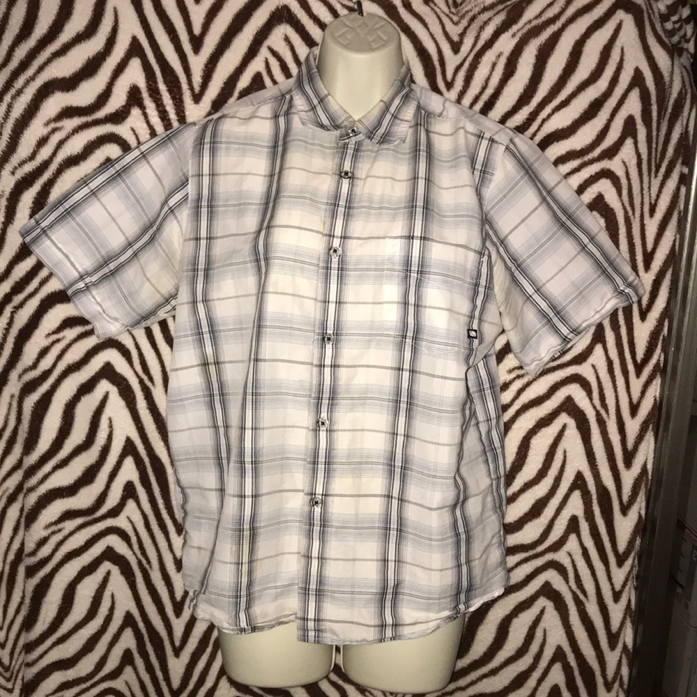 Lost enterprise small shirt white blue vintage 💕